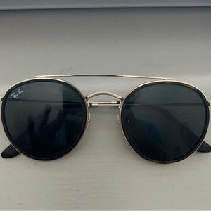 Round Double Bridge Ray Ban - Gold Accent with a Tortoise Rim